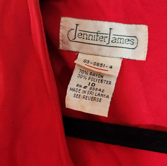 Jennifer James vintage elegant red short sleeve midi dress with tied back 10 - Picture 4 of 5